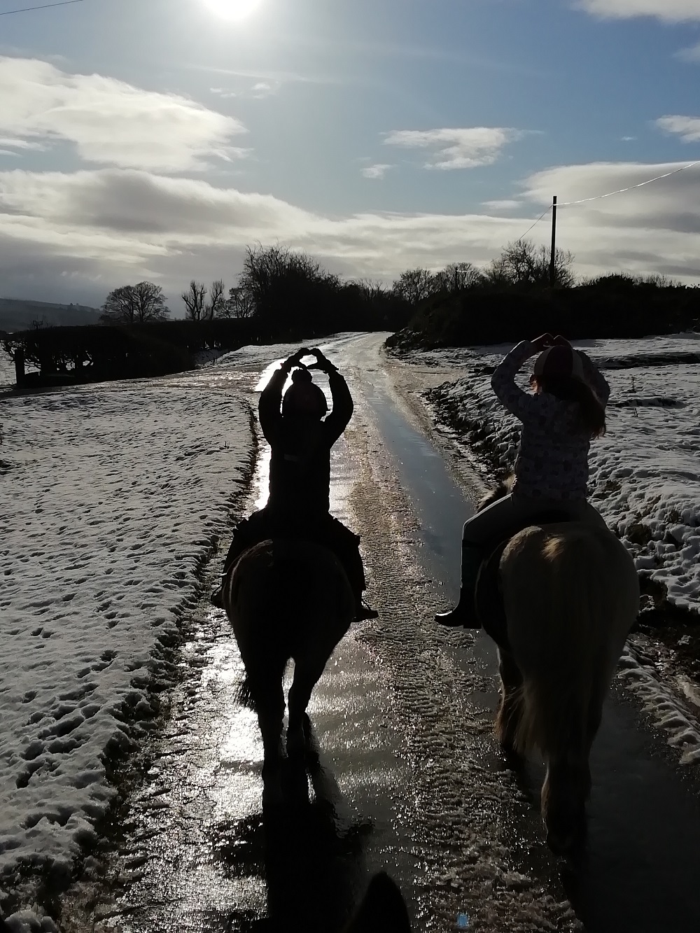 Kate and Donna riding bryngwyn horse hub scheme